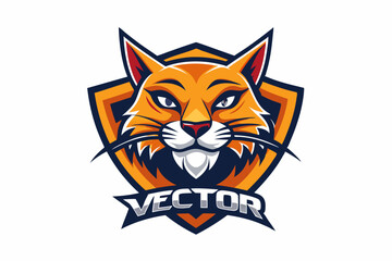 cat head logo vector with white background