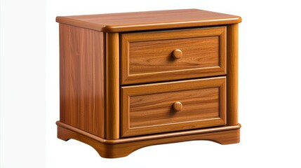 Elegant wooden nightstand with two drawers bedroom storage solution classic design cozy ambiance side view functional decor