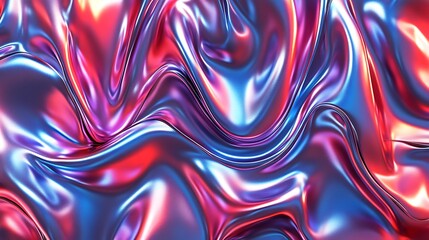 Fototapeta premium Abstract Red Blue Liquid Iridescent Fabric Drape