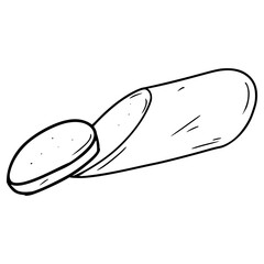 sausage slices illustration hand drawn outline vector