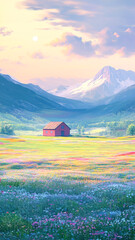 house in the mountains, generative AI 