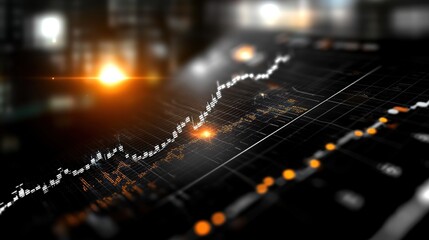 Obraz premium abstract business background, neon light graph with light hologram style, data analysis concept