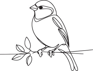 Minimalist Sparrow Line Drawing Vector – Elegant Bird Art