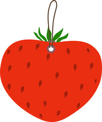 
Illustration of a red strawberry tag with a leaf and a loop for fastening. The design is clean and elegant, making it ideal for product labels, gift tags, packaging, organic food branding, eco-friend