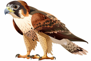 A cartoon-style falcon perched proudly, with its sharp
