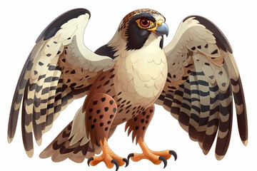 A cartoon-style falcon perched proudly, with its sharp
