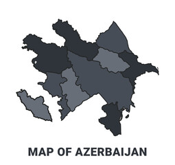 Azerbaijan political map border of regions outline vector set