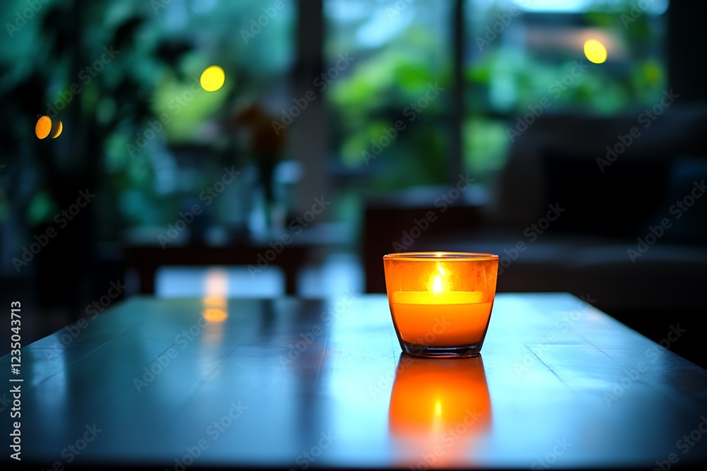 Sticker Warm Glow of a Candle in a Home Interior