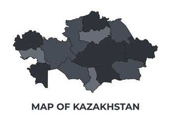 Obraz premium Kazakhstan political map border of regions outline vector set