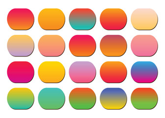 Minimalistic, pastel colored circles collection on white background. dark vibrant set of gradients