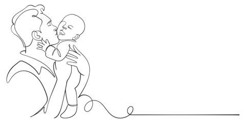 father and baby line art illustration