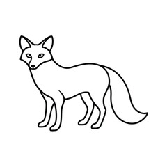 Obraz premium Fox Line Art Vector, Fox Outline Drawing and Minimalist Fox Illustration