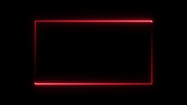Rectangular frame with moving line.Glowing neon square rectangle picture frame animated icon.