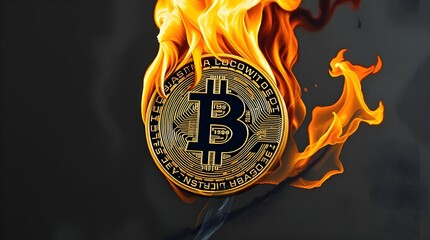 On fire bitcoin wallpaper