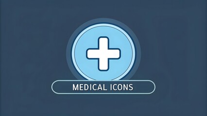 Obraz premium Minimalist Medical Icon White Cross on Blue Circular Design V3