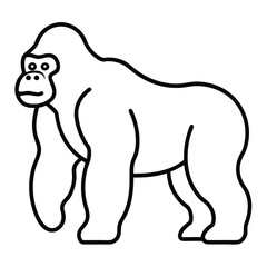 Gorilla Line Art Vector Illustration and Gorilla Outline Drawing Vector Design
