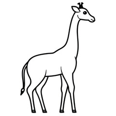 Giraffe Line Art Vector Illustration and Giraffe Outline Drawing Vector Design