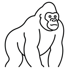 Gorilla Line Art Vector Illustration and Gorilla Outline Drawing Vector Design