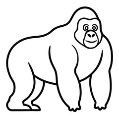Gorilla Line Art Vector Illustration and Gorilla Outline Drawing Vector Design
