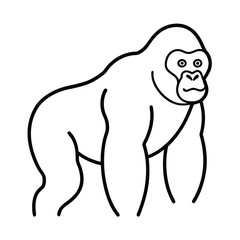 Gorilla Line Art Vector Illustration and Gorilla Outline Drawing Vector Design