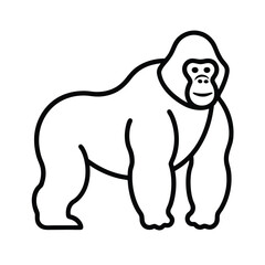 Gorilla Line Art Vector Illustration and Gorilla Outline Drawing Vector Design