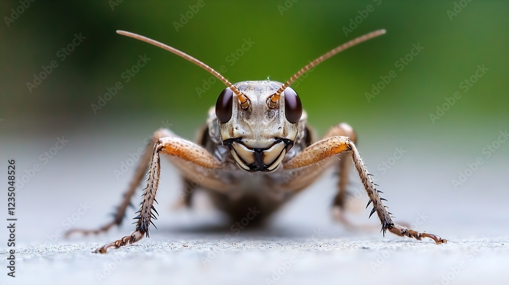 Aufkleber detailed macro close up of grasshopper face in natural habitat : generative ai
