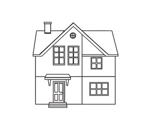 Simple black and white line art house illustration, sharply divided into sections. illustration vector.