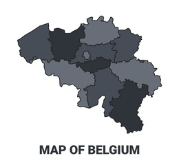 Belgium political map border of regions outline vector set