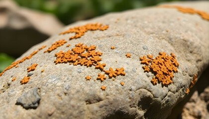 a close up of a rock with orange sprinkles on it