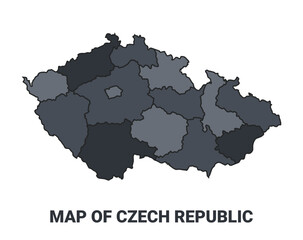 Czech Republic political map border of regions outline vector set