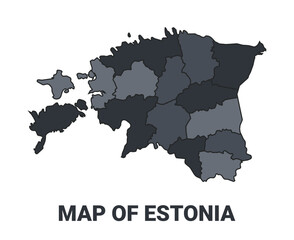 Obraz premium Estonia political map border of regions outline vector set