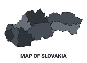 Slovakia political map border of regions outline vector set