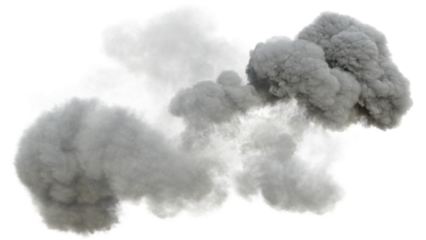 Explosion smoke cloud on transparent