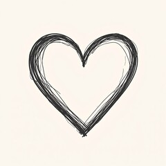 Heart shape sketch with hand-drawn cute line art, perfect for Valentine's Day, wedding, or Mother's Day