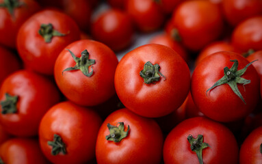 Tomatoes displayed for sell in a market