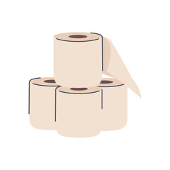 A set of toilet paper rolls. Isolated on a white background. Flat vector illustration.