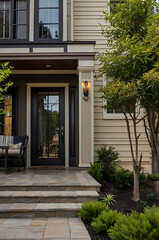 Obraz premium Elegant Home Exterior: A Dream House with Stunning Architecture and Landscaping