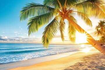 Obraz premium Tropical Beach Sunset Paradise