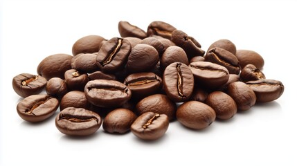 Naklejka premium Coffee beans arranged artfully on a clean surface highlighting their rich color and texture