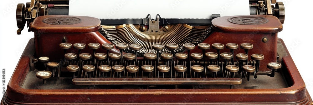 Aufkleber vintage typewriter with bold breaking news header on a blank sheet of paper. generative ai