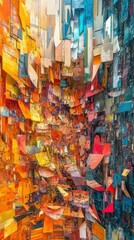 Colorful abstract artwork showcasing dynamic shapes and textures