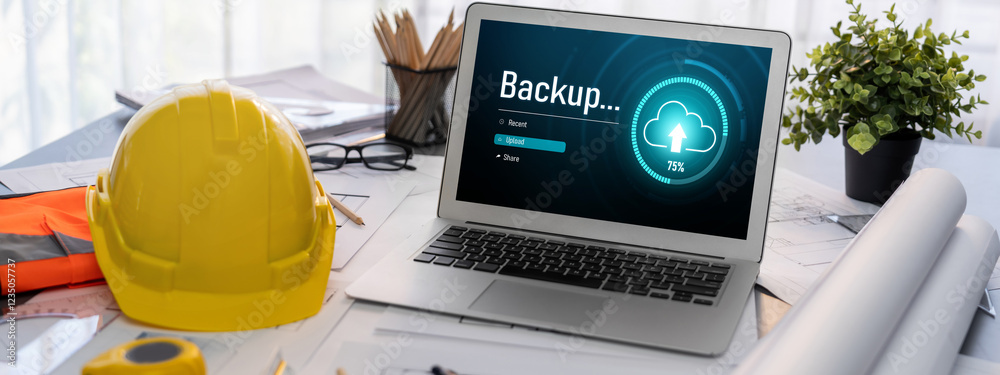 Poster backup storage data internet technology business concept. database storage cloud technology file dat