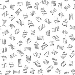 Seamless vector hand drawn abstract elements pattern. Black and white simple geometric wavy lines abstract background design. Hand drawn vector illustration.