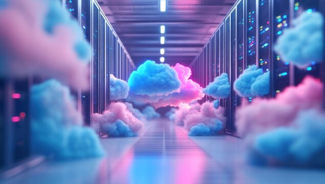 Cloud Computing Server Room: A Futuristic Vision of Data Storage