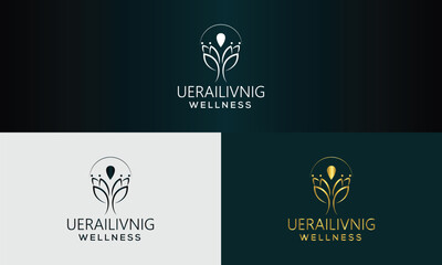 Abstract Yoga Wellness Logo template design Human pose icon 