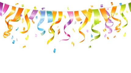 Obraz premium Colorful ribbons and confetti celebrate a festive occasion