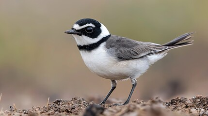 Obraz premium White-browed wagtail bird on ground, nature background, wildlife photography, for nature documentaries