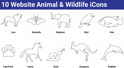 10 website Animal & Wildlife icons set