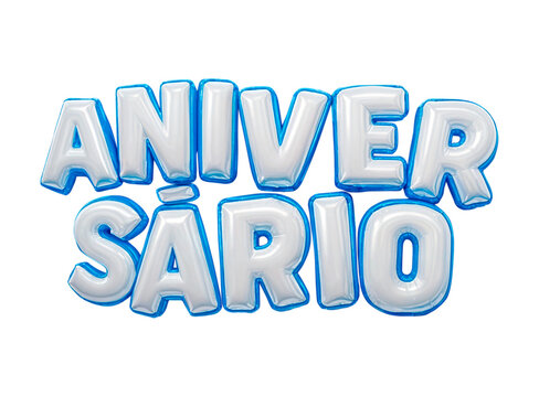 Anivers&aacute;rio de bal&otilde;es, render 3d