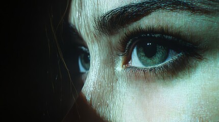 A woman's face is shown in a close up